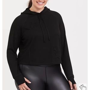 Torrid Active Crop Hoodie Star Embossed Black